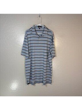 Peter Millar Polo Shirt Mens XL Blue Stripe Summer Comfort Golf Stretch Top